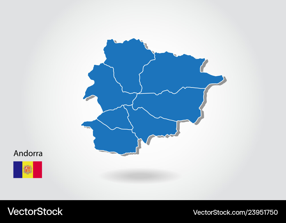 Andorra map design with 3d style blue Andorra map design with 3d style blue Vector Image