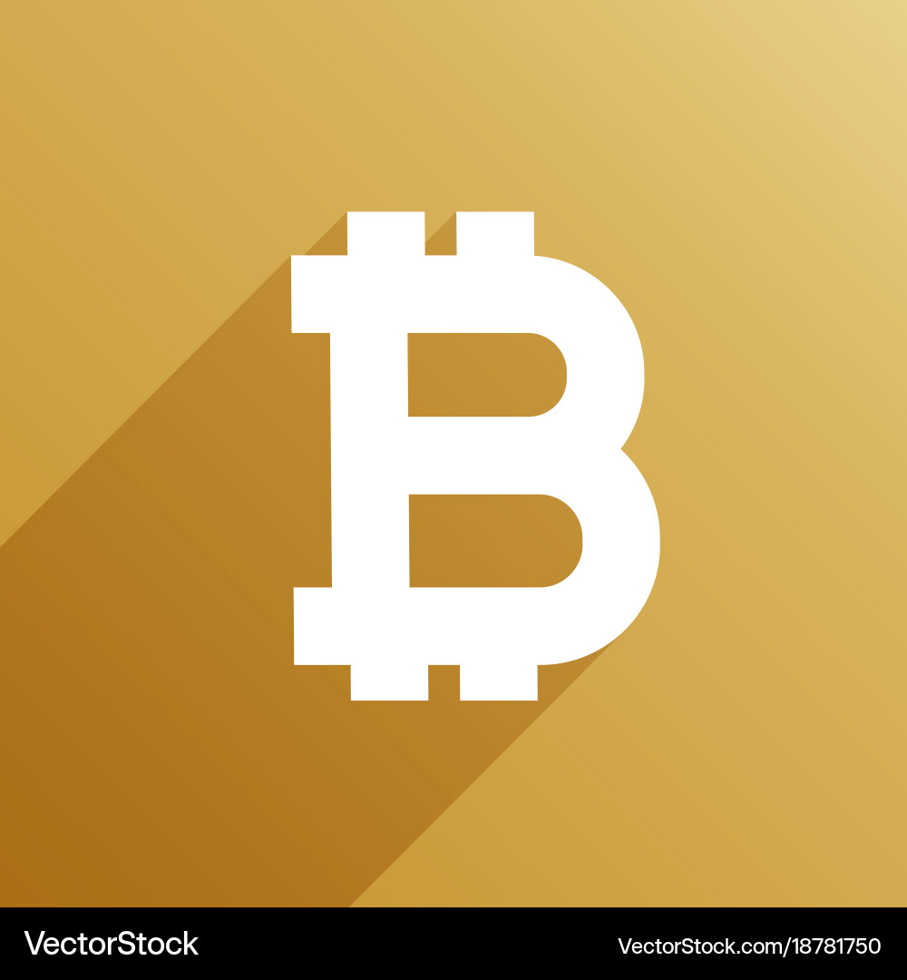 Bitcoin symbol with long shadow vector image