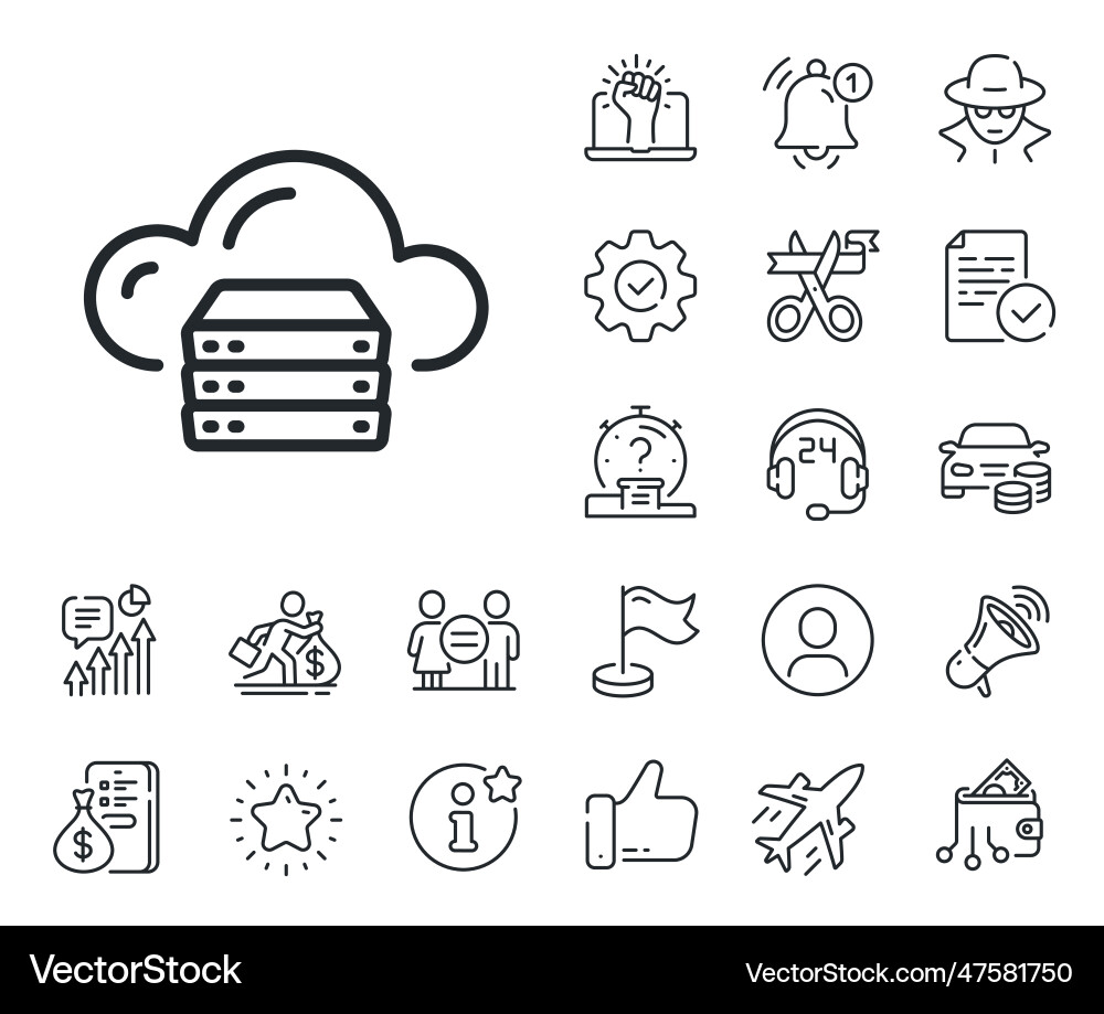 Cloud Computing Server-Zeilen-Symbol Internet-Daten Vektorbild