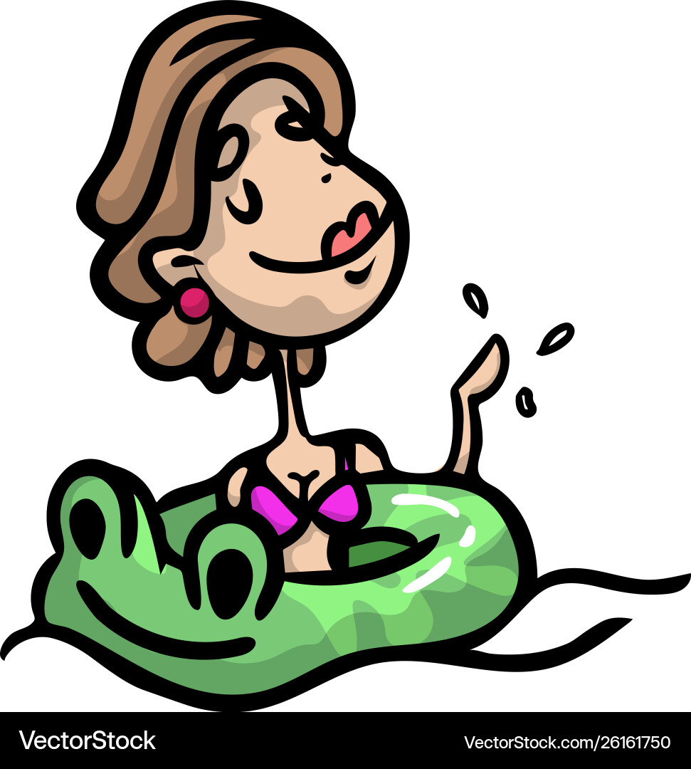 Cute funny girl with red lips swimming in pool Cute funny girl with red lips swimming in pool vector image