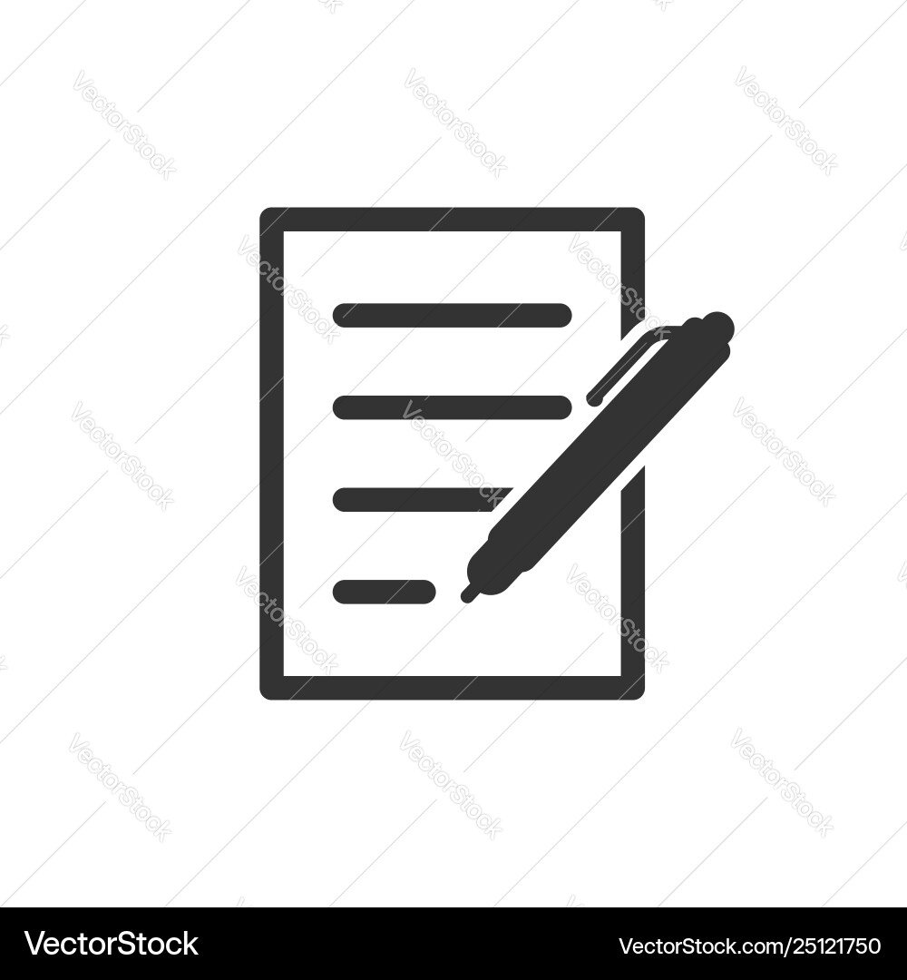 Document with pen icon in flat style notepad Document with pen icon in flat style notepad vector image