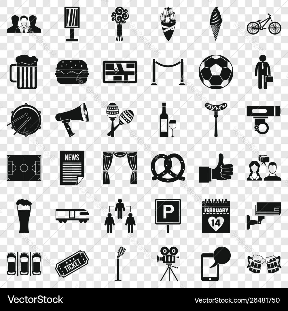 Event icons set simple style Vector Image