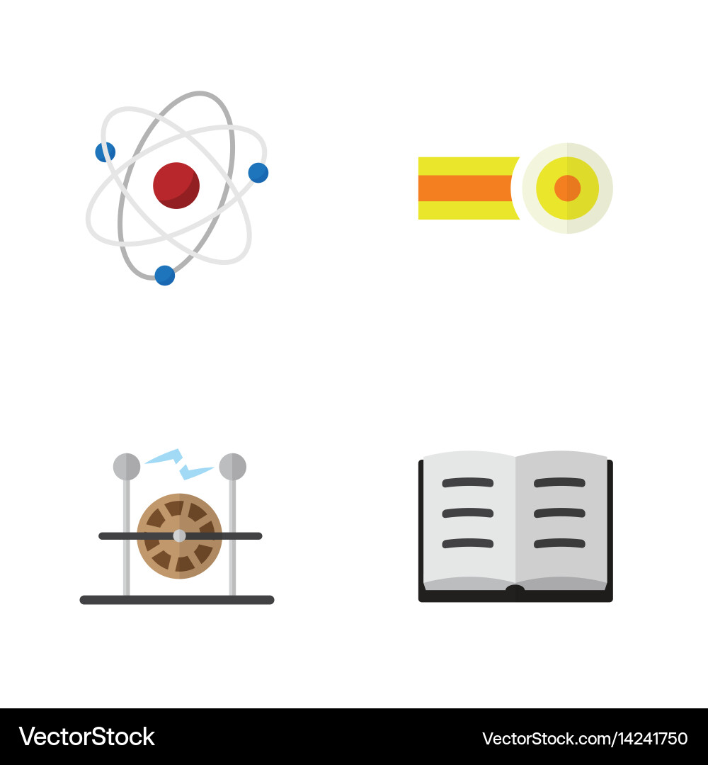 Flat science set of electrical engine orbit vector image