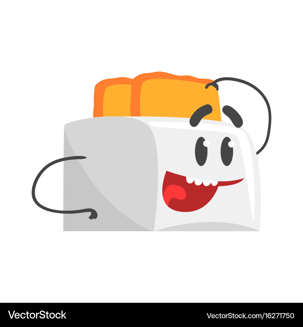 Funny toaster character with smiling face vector image