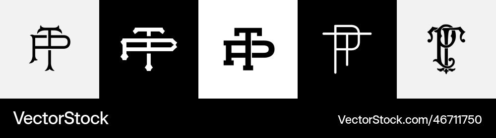 Initial letters tp monogram logo design bundle Vector Image