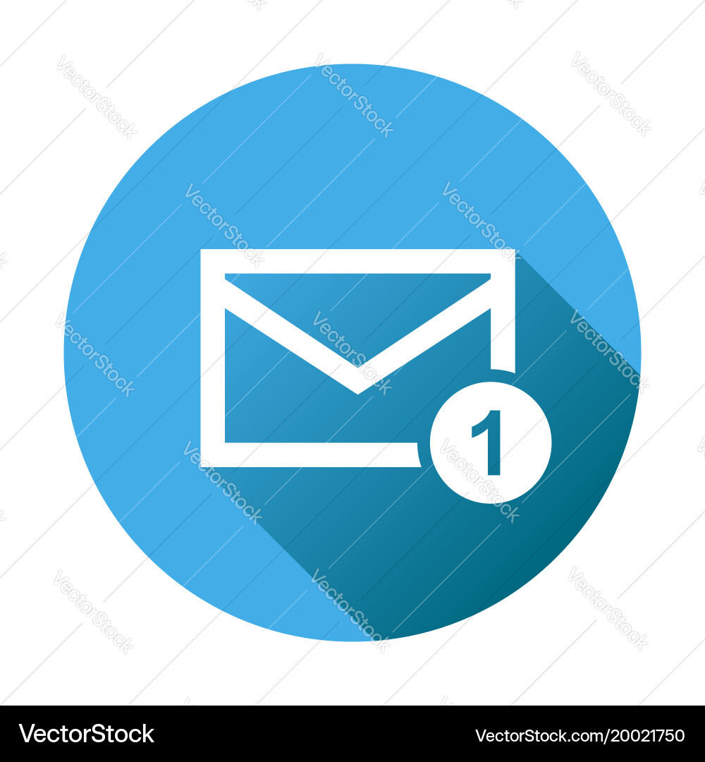 Mail envelope message in flat style on round blue vector image