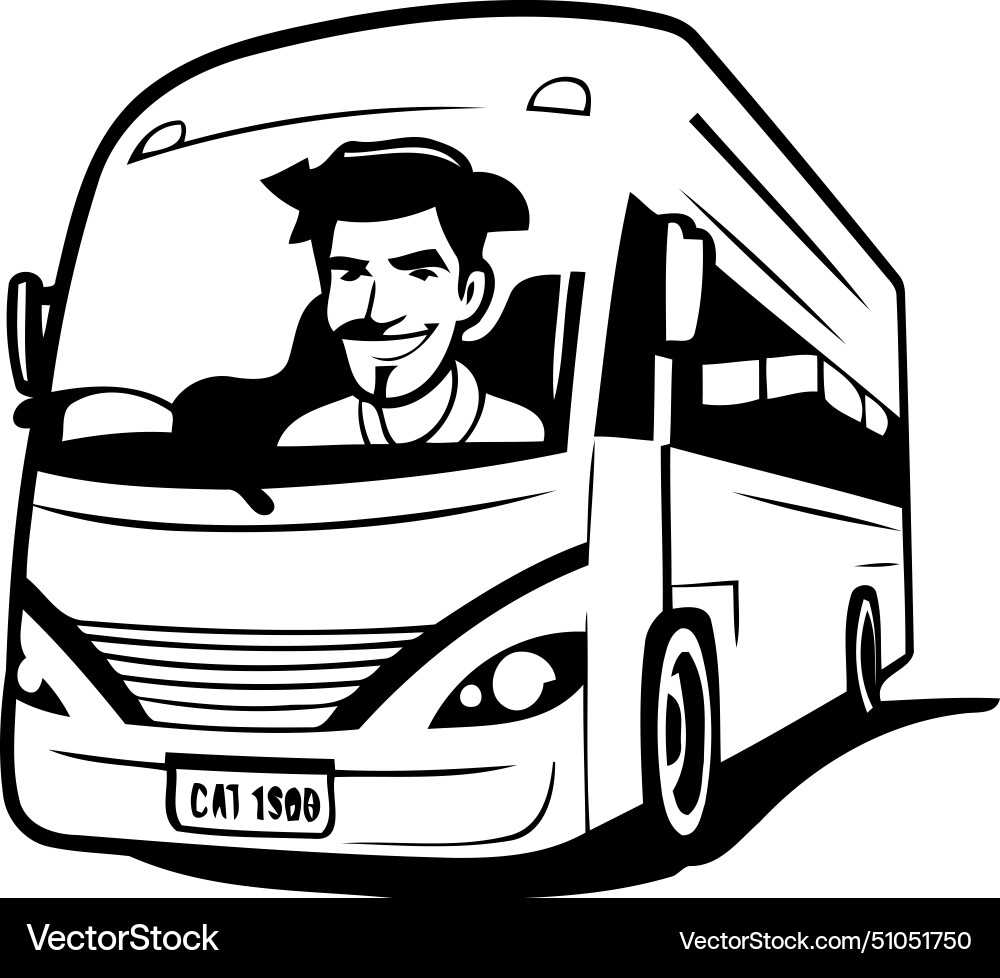 Man in bus icon of a driver on green Vector Image