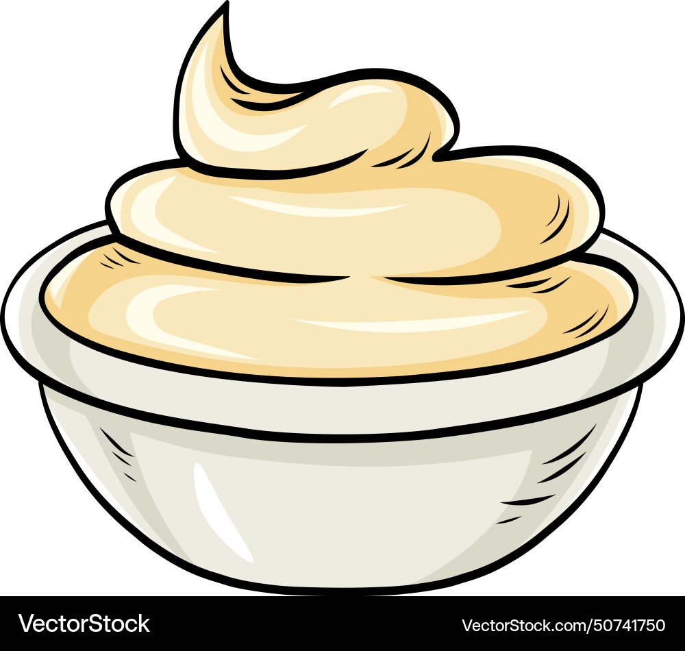 Mayonnaise sauce bowl drawing Royalty Free Vector Image