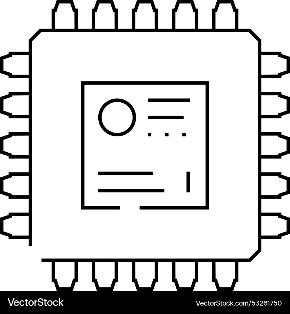 Microcontroller electronic component line icon Vector Image