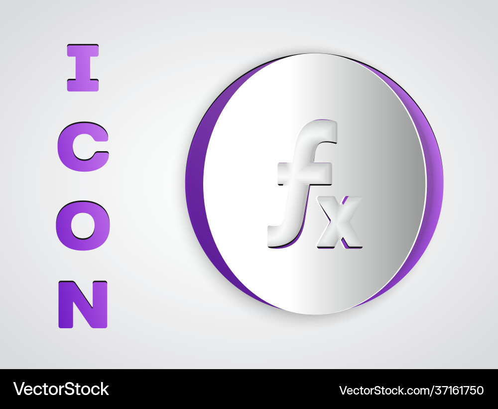 Paper cut function mathematical symbol icon Paper cut function mathematical symbol icon vector image
