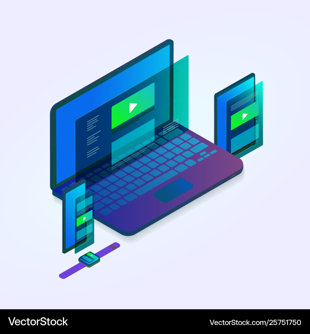 Responsive website isometric 3d design electronic vector image