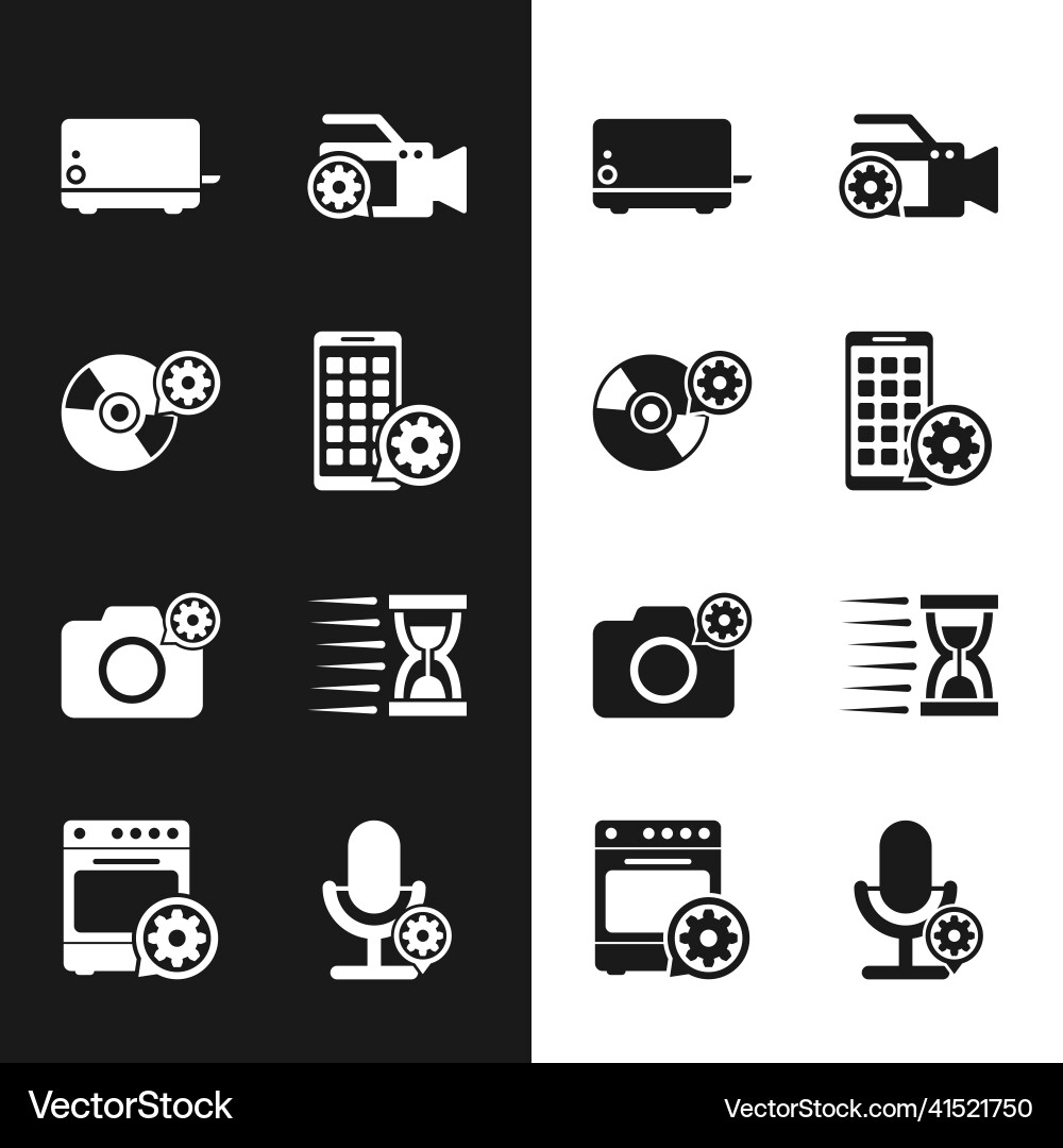 Set mobile apps setting cd or dvd disk toaster Set mobile apps setting cd or dvd disk toaster vector image