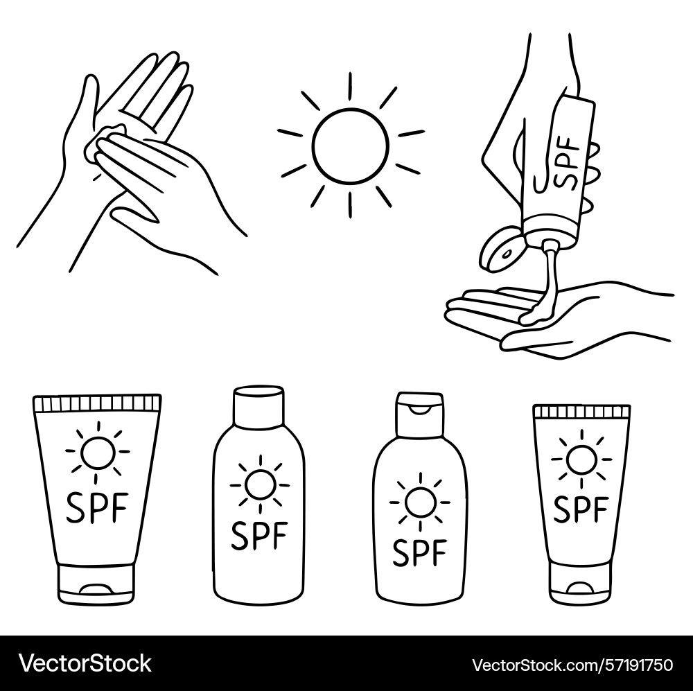 Showing hands applying spf Showing hands applying spf Vector Image