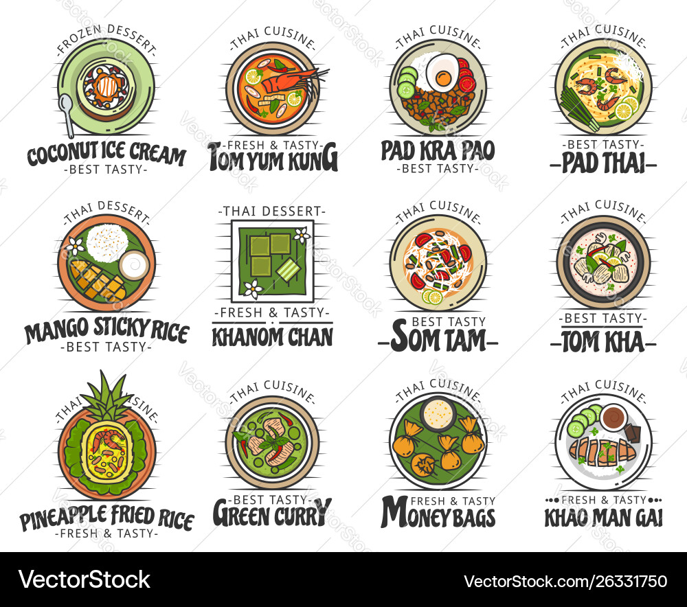 Thai Food & Desserts - Vibrant Cuisine vektorbild