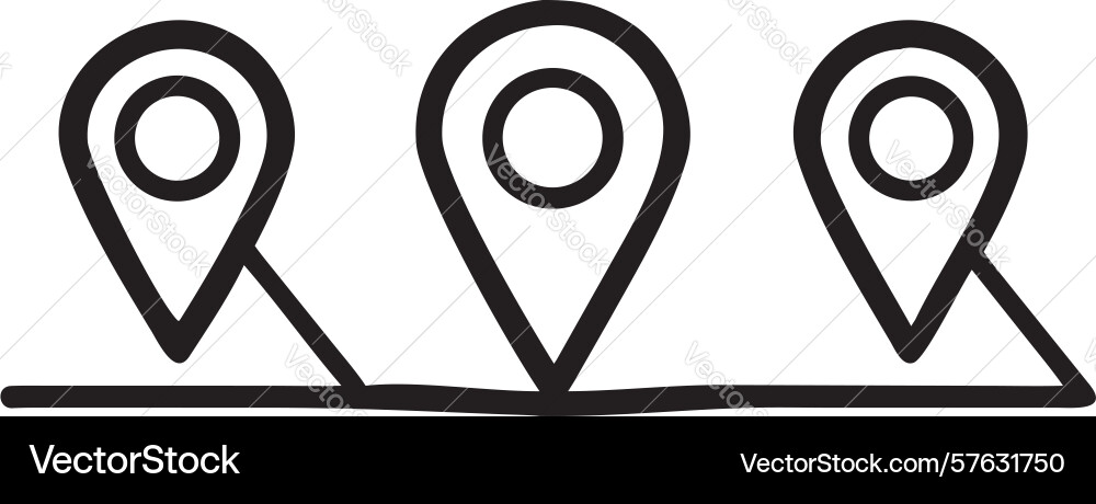 Three location pins marking multiple points vector image