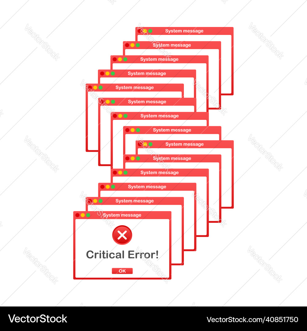 Vintage user interface critical error warning Vintage user interface critical error warning Vector Image