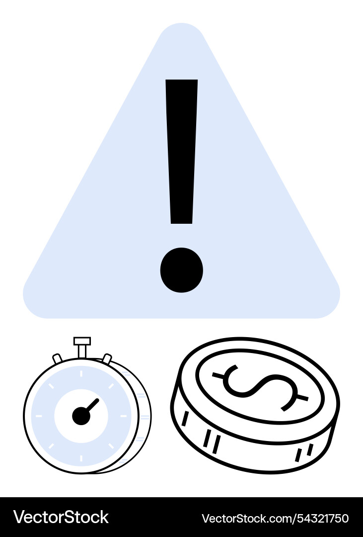 Warning triangle with exclamation mark stopwatch Warning triangle with exclamation mark stopwatch vector image