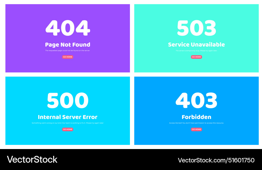 Web error pages layout design Web error pages layout design vector image