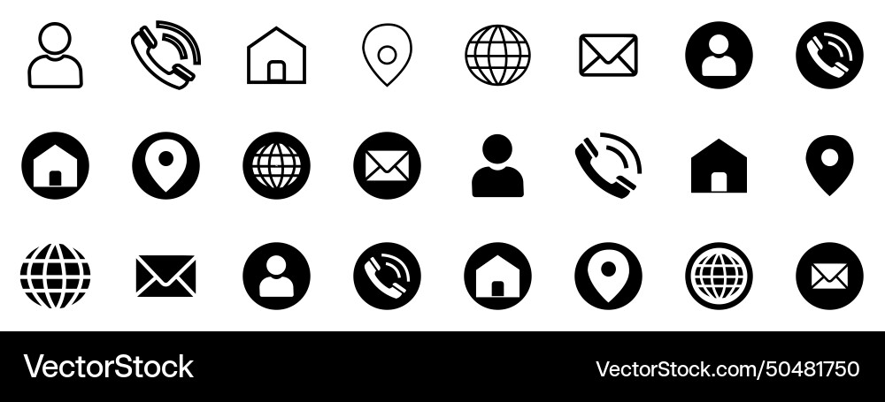 Web icons set collection outline and fill vector image