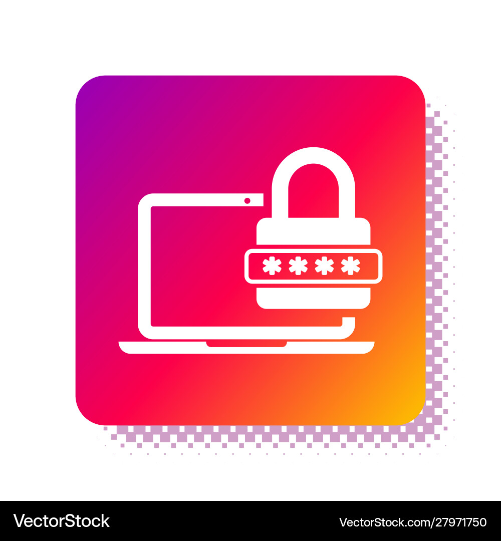 White laptop with password notification and lock White laptop with password notification and lock vector image