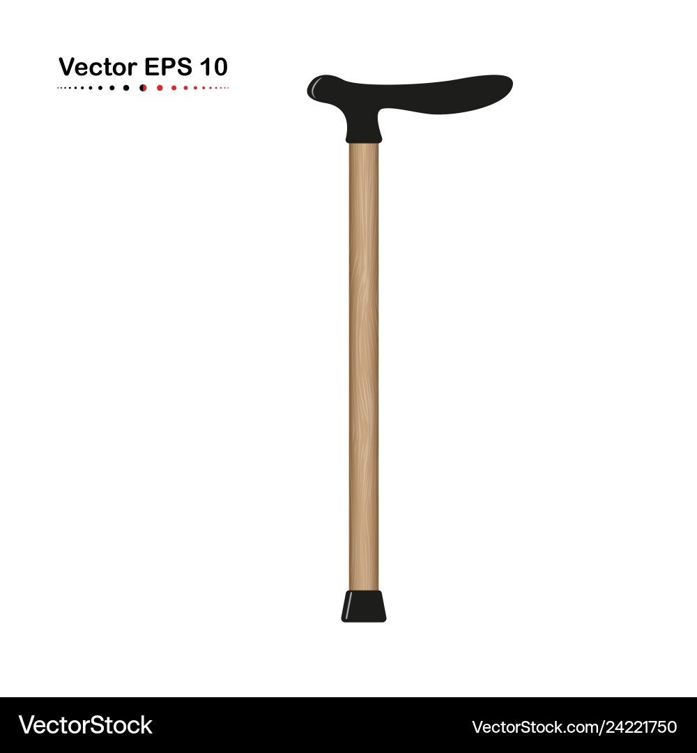 Wooden walking stick cane assistance medical Vector Image