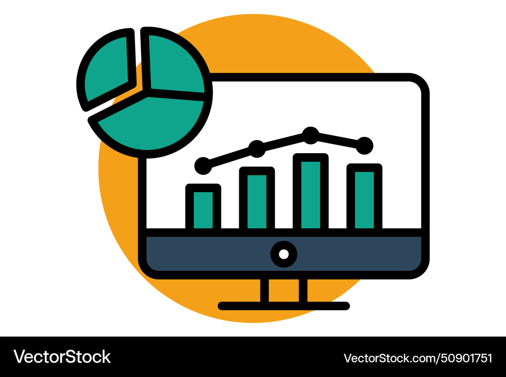 Analysis icon computer with chart related Analysis icon computer with chart related vector image