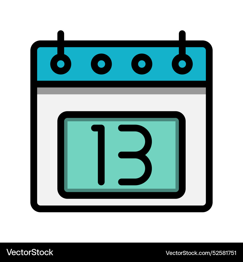 Calendar 13st date color linear icon time event Vector Image