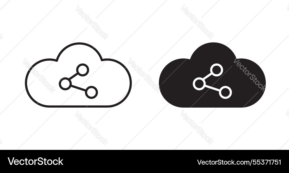 Cloud share icon set in thin line for web Cloud share icon set in thin line for web vector image