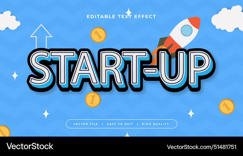 Colorful start up 3d editable text effect - font Vector Image