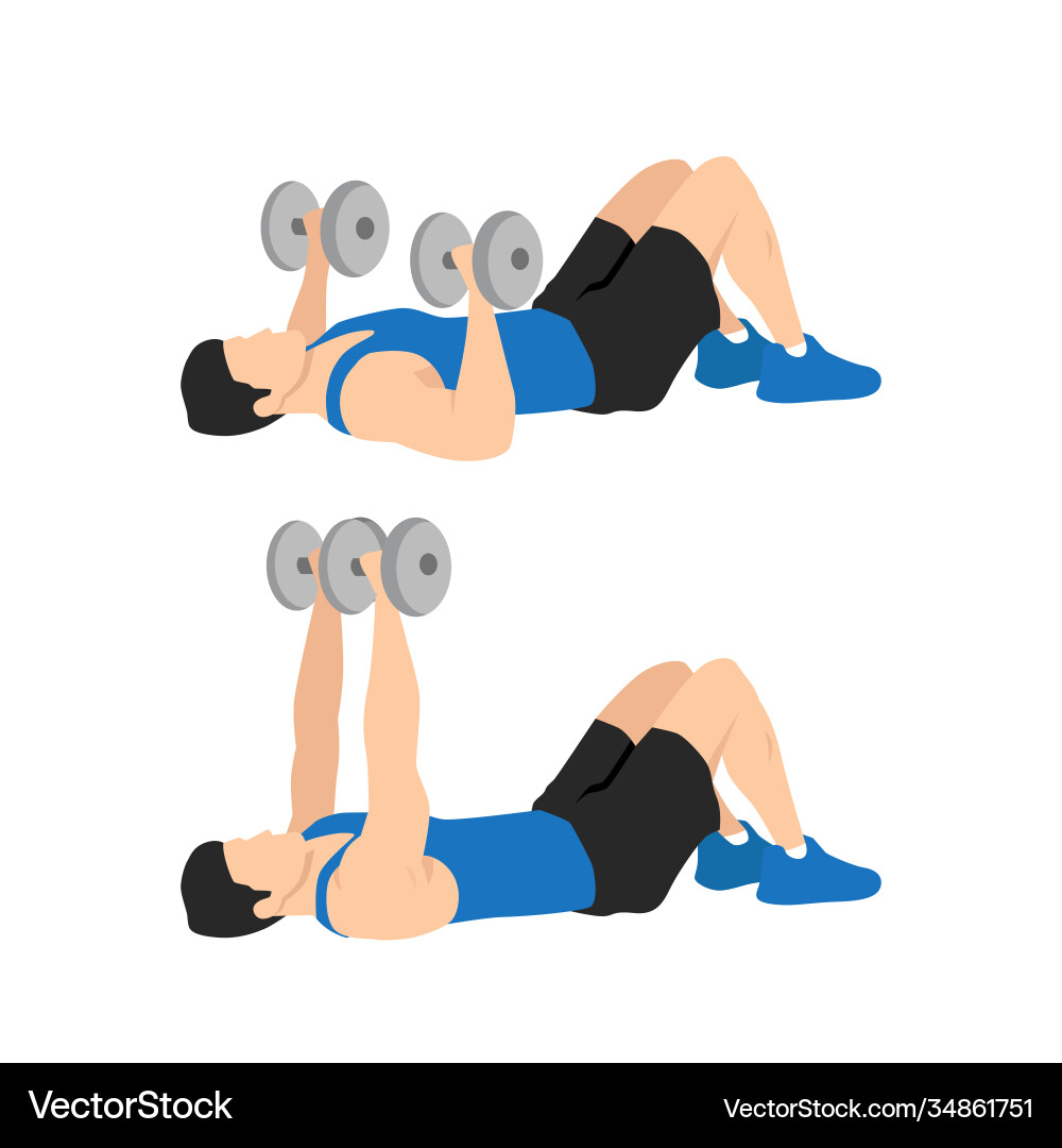 Dumbbell floor chest press exercise Royalty Free Vector
