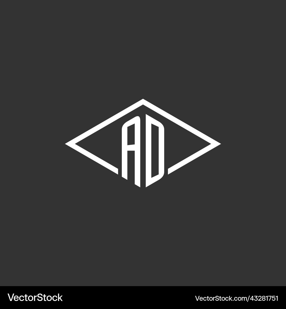 Initials ad logo monogram with simple diamond Vector Image