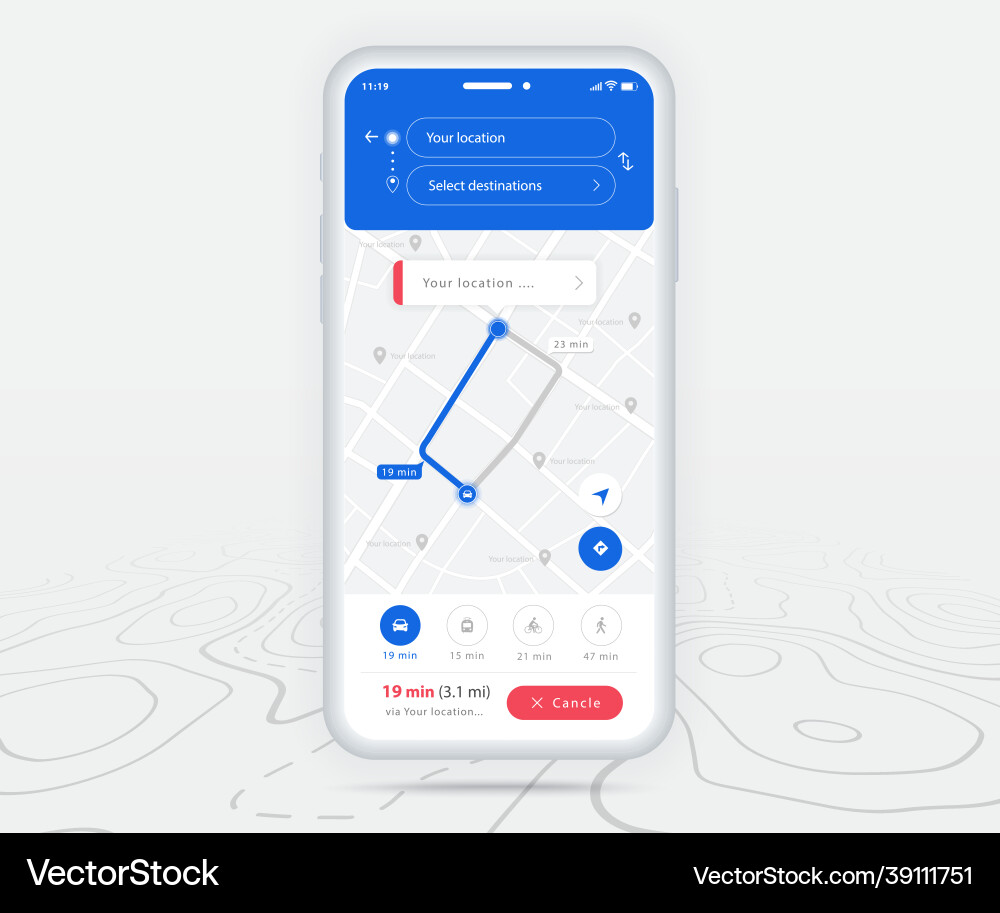 Map gps navigation smartphone application Map gps navigation smartphone application vector image