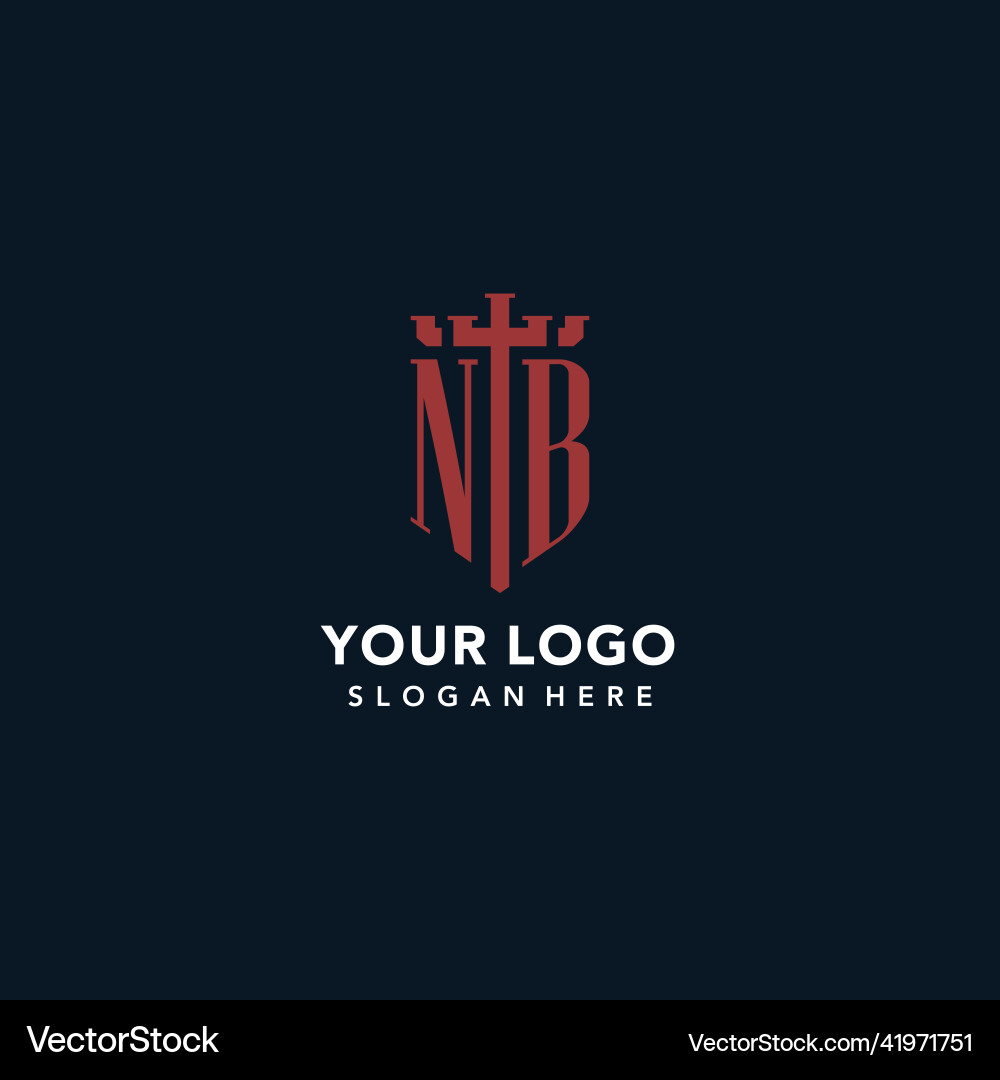 Nb initial monogram logos with sword and shield Nb initial monogram logos with sword and shield Vector Image