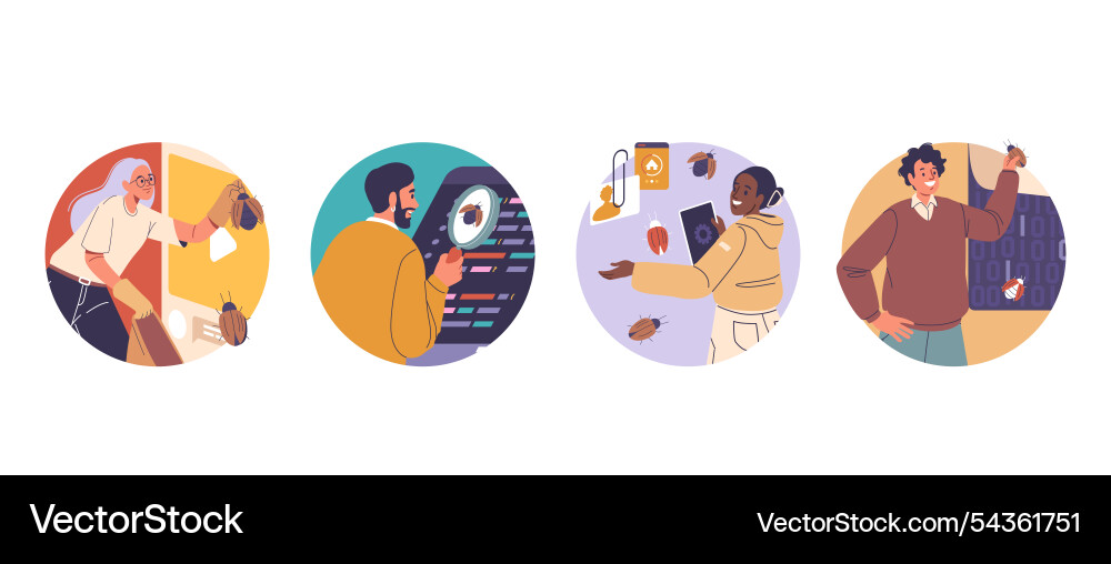 People qa engineers website developers cartoon Vector Image