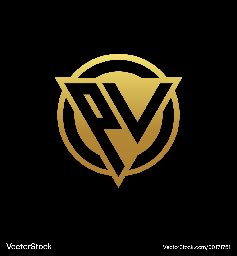 Pv logo monogram with triangle shape and circle Vector Image