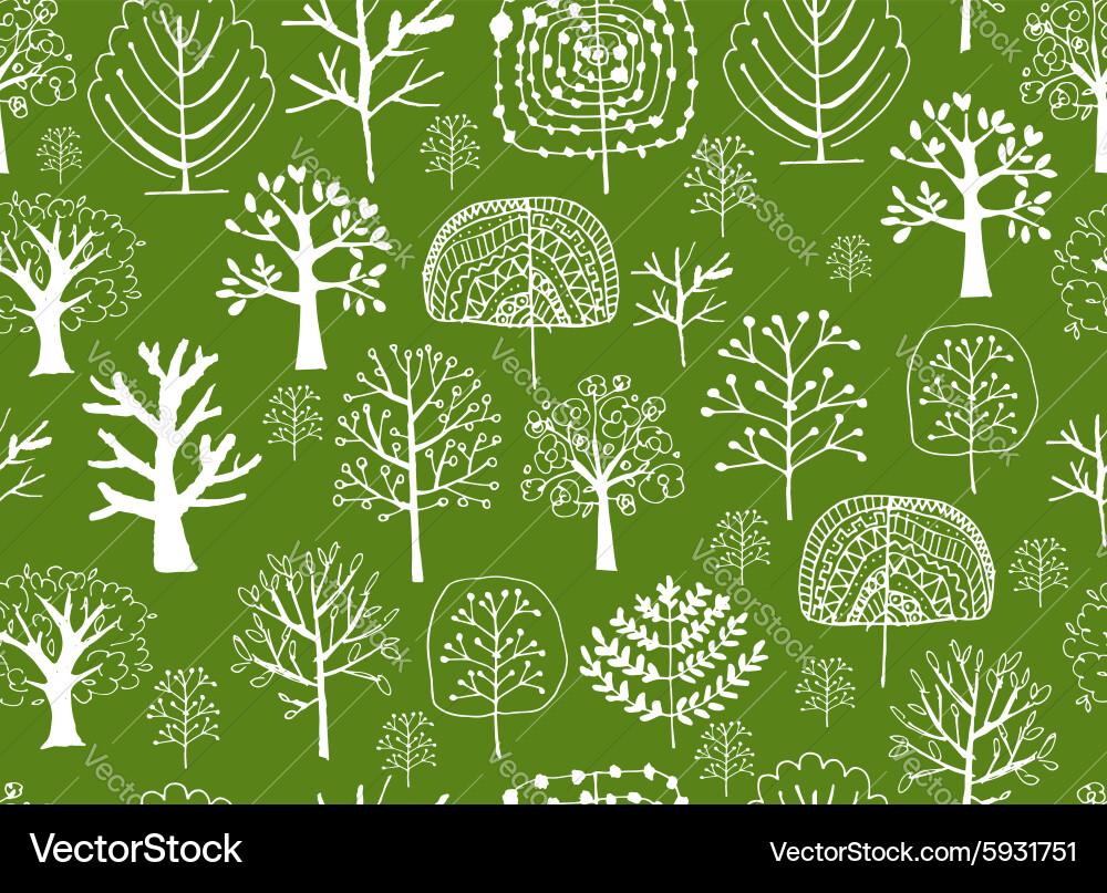 Seamless pattern with trees sketch for your vector image