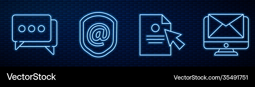 Set line document and cursor speech bubble chat Set line document and cursor speech bubble chat vector image