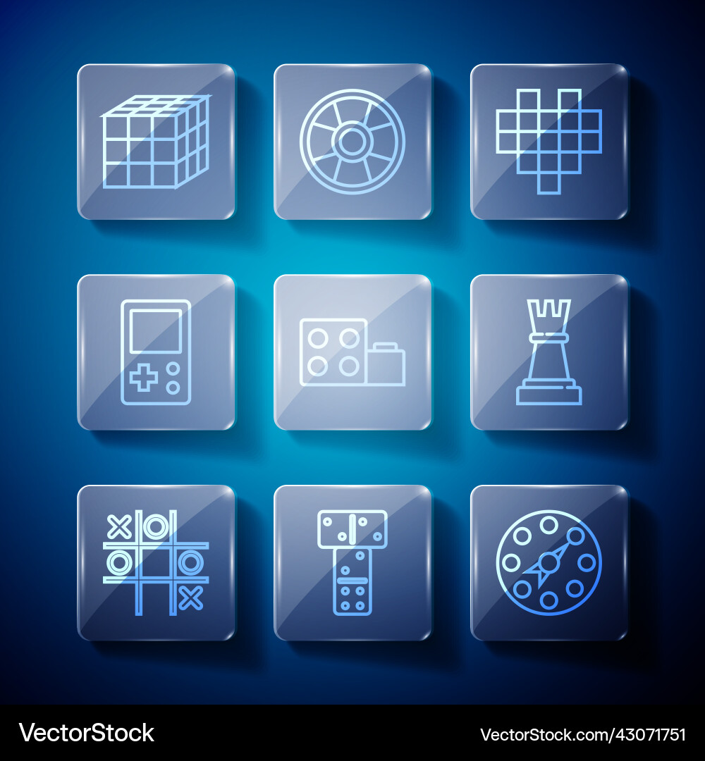 Set line tic tac toe game domino twister pixel Set line tic tac toe game domino twister pixel vector image