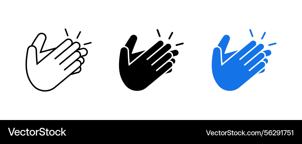 Set of hands clapping icon and applause Set of hands clapping icon and applause vector image