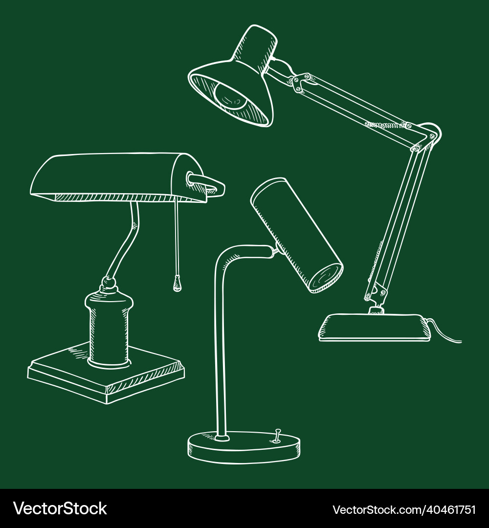 Set of sketch table lamp Vector Image