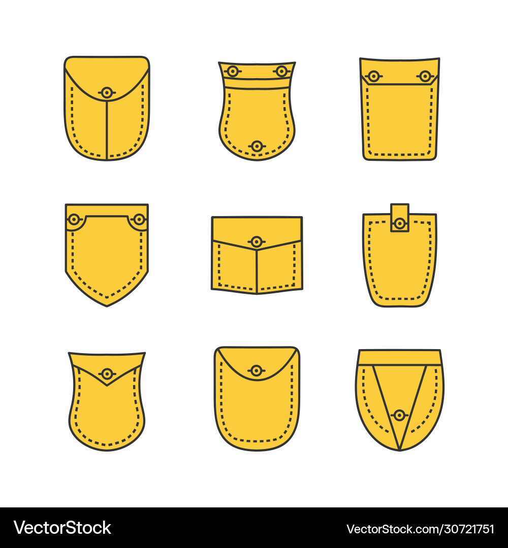 Set patch pockets Set patch pockets vector image