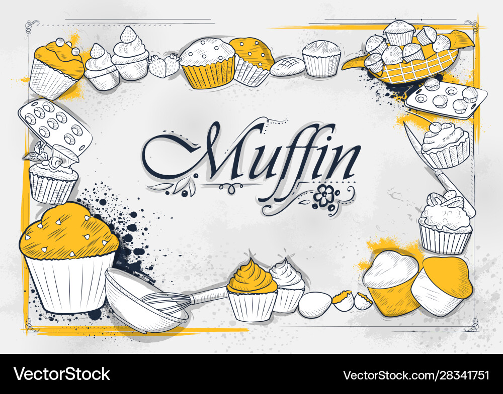 Template different types muffin for menu Template different types muffin for menu vector image