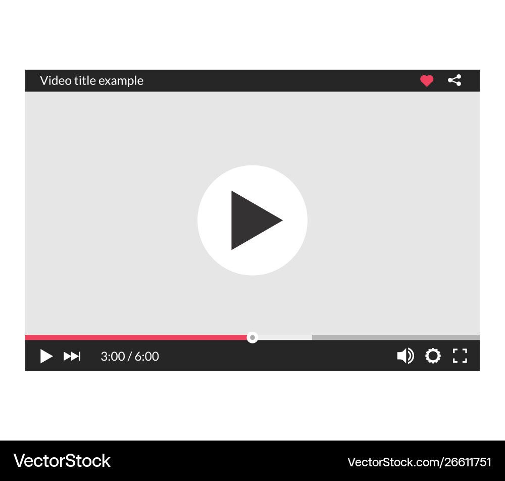 Video player interface web screen template media Video player interface web screen template media vector image