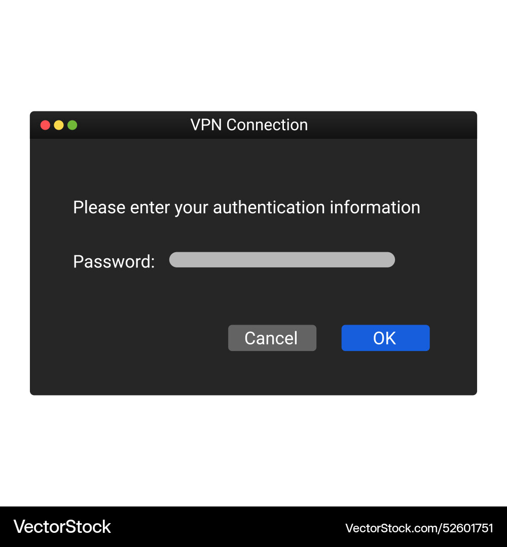Vpn connection window registration on server Vector Image
