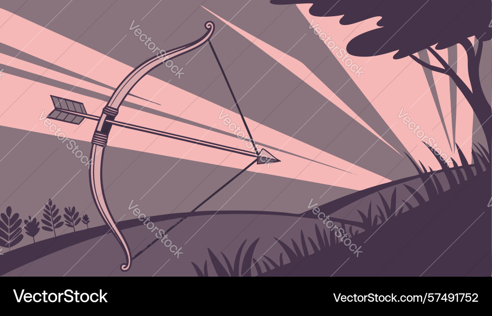 Abstract rays from bow and arrow dynamic archery vector image