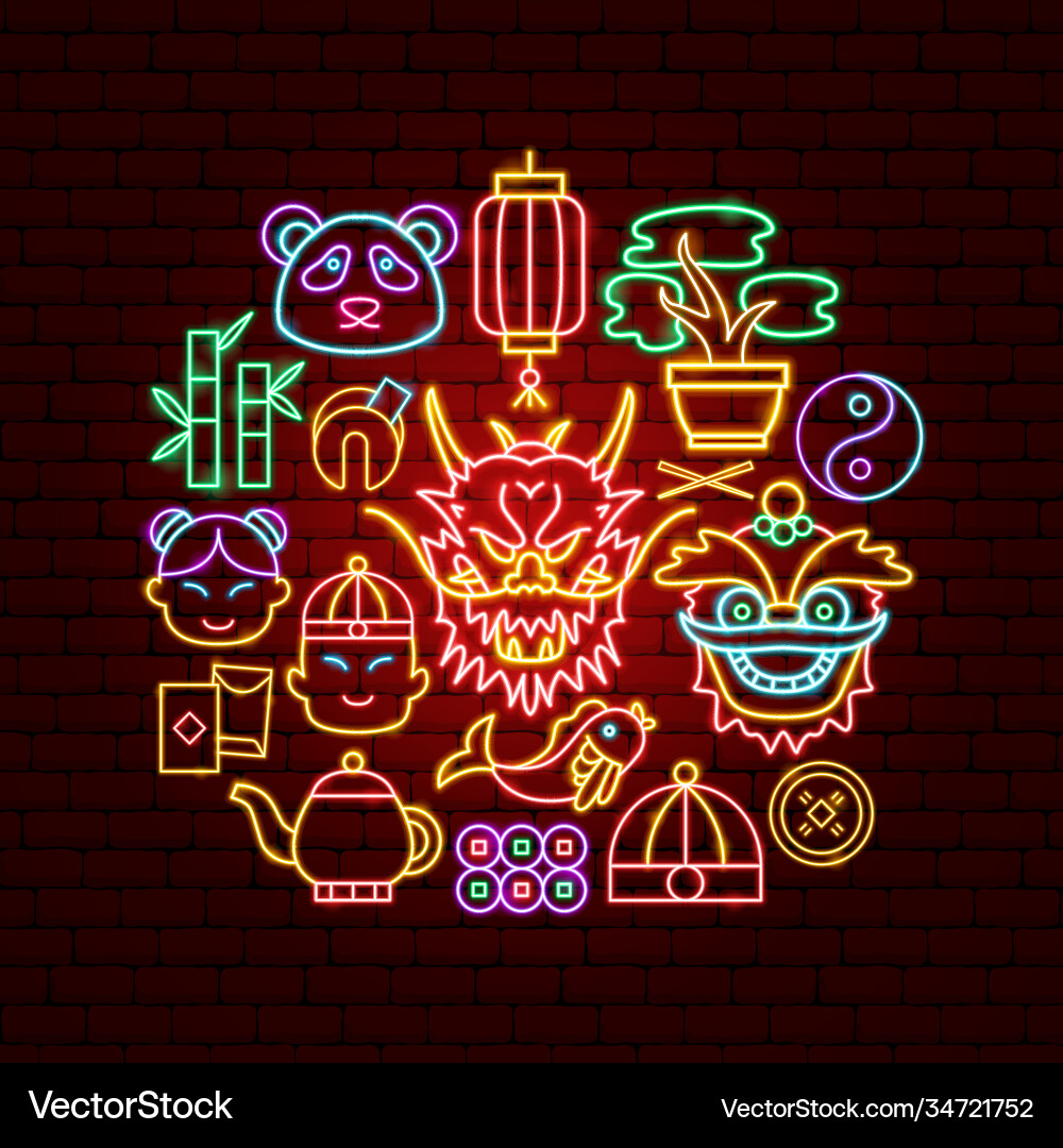 Chinese new year neon concept Chinese new year neon concept vector image