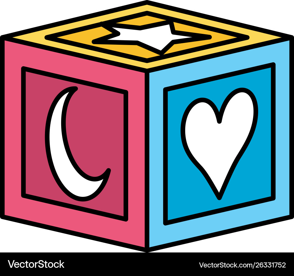 Cube block with figures toy vector image