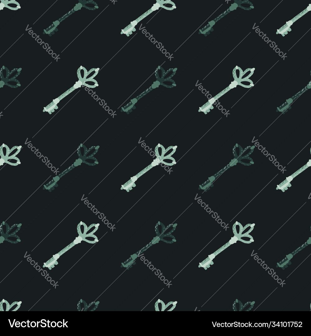 Dark seamless pattern with hand drawn keys Vector Image