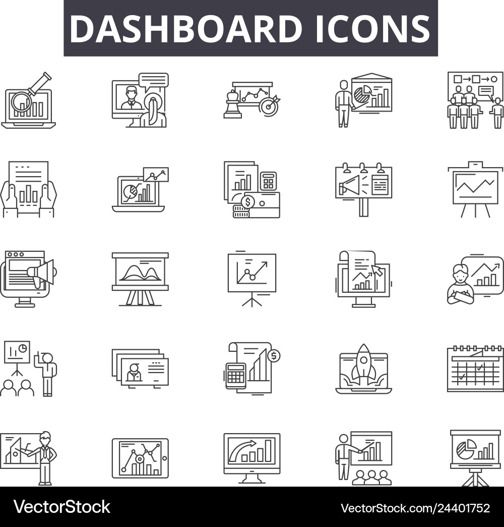 Dashboard Line Icons - Web & Mobile vector image