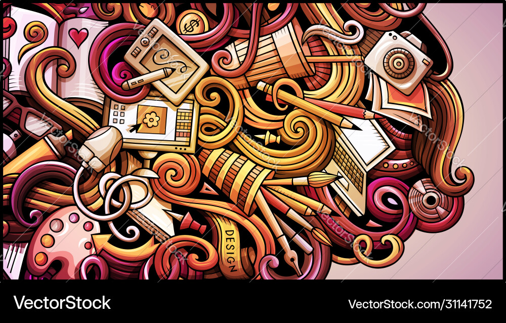 Designer hand drawn doodle banner cartoon Designer hand drawn doodle banner cartoon vector image